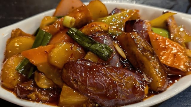 Eggplant with Fried Tofu.