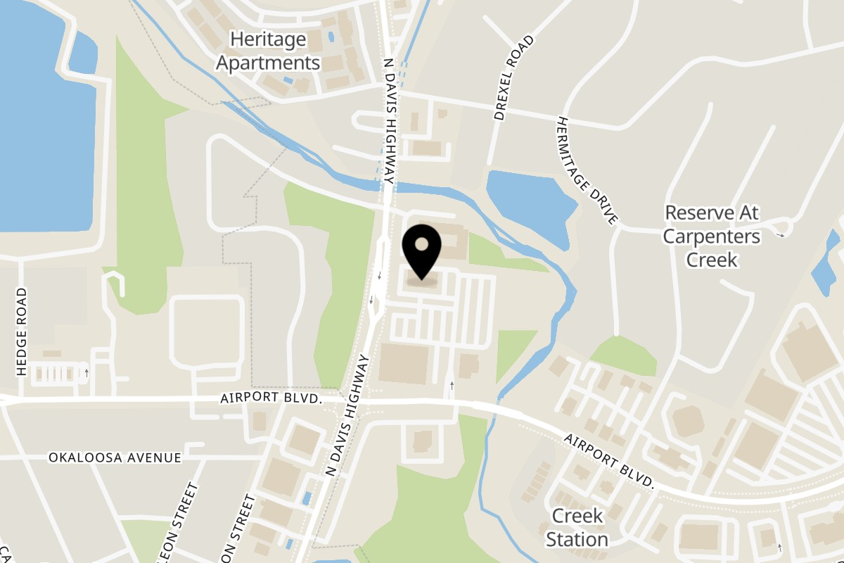 Map showing the location of New Hong Kong House on 5912 N Davis Hwy ste c in Pensacola